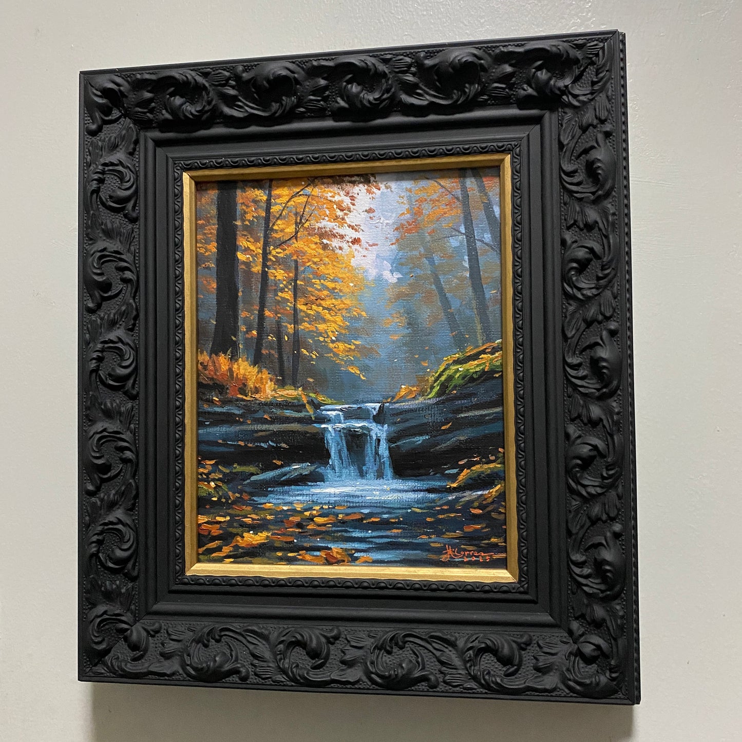 "Autumn Stream" 8x10 Original Acrylic Painting