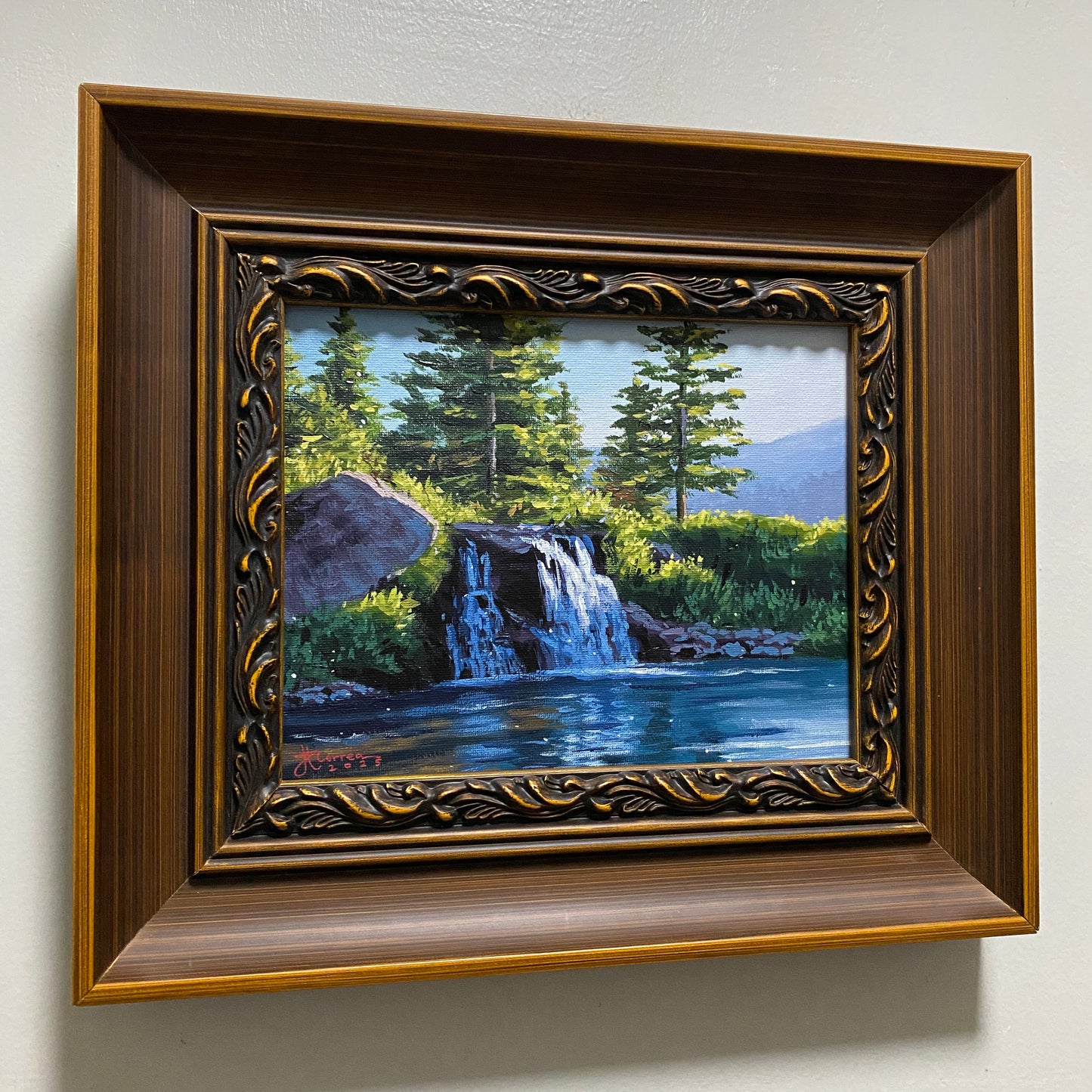 "Sunlit Waterfalls" 8x10 Original Acrylic Painting