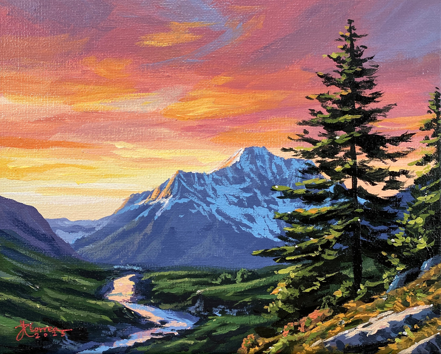 "Valley Ridge Sunset" 8x10 Original Acrylic Painting