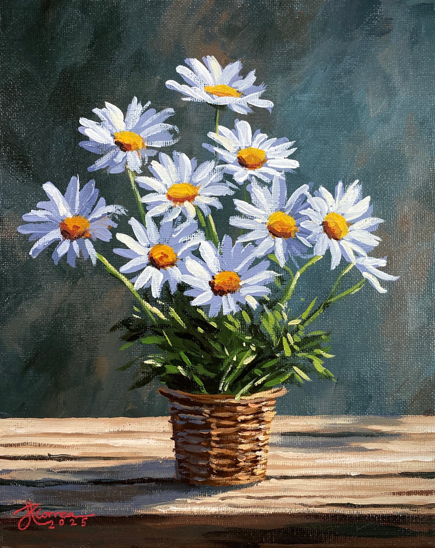 "Daisy Still Life" 8x10 Original Acrylic Painting