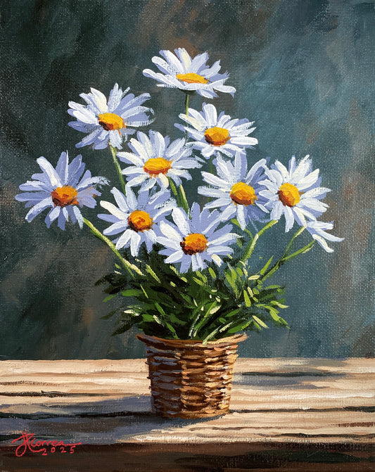 "Daisy Still Life" 8x10 Original Acrylic Painting