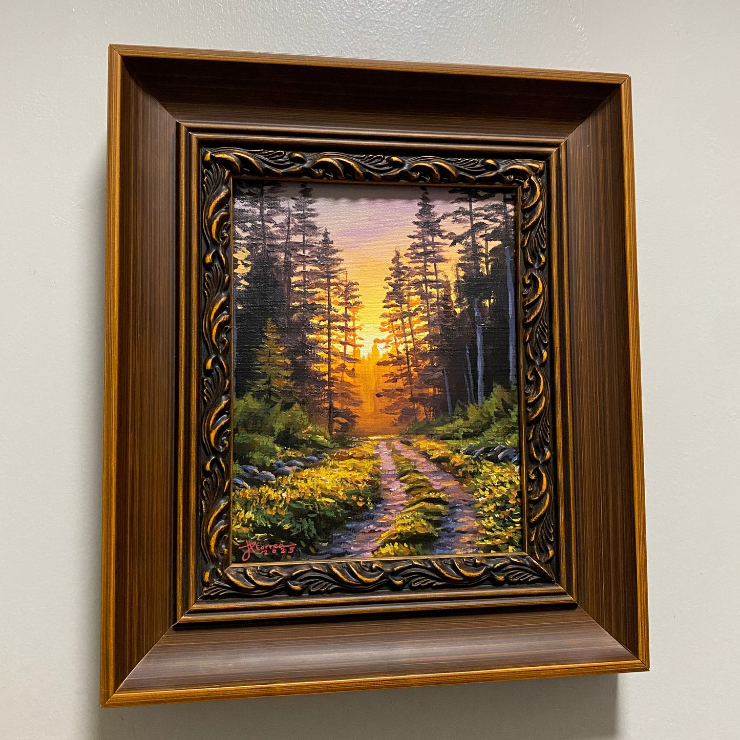 "Evening Forest Trail" 8x10 Original Acrylic Painting