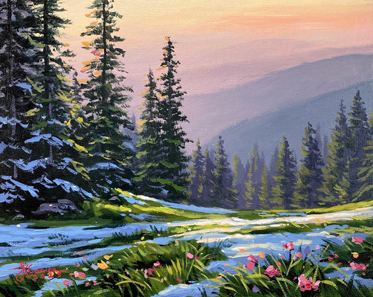 "A Cold Dawn" 8x10 Original Acrylic Painting