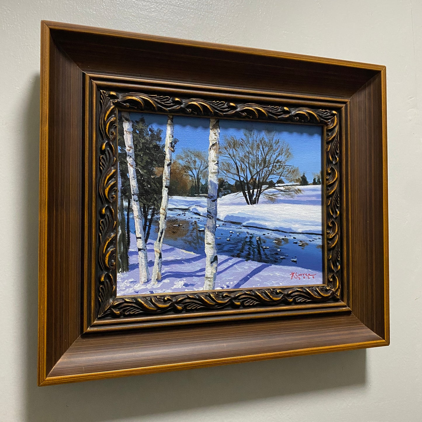 "Winter Birch Trees" 8x10 Original Acrylic Painting