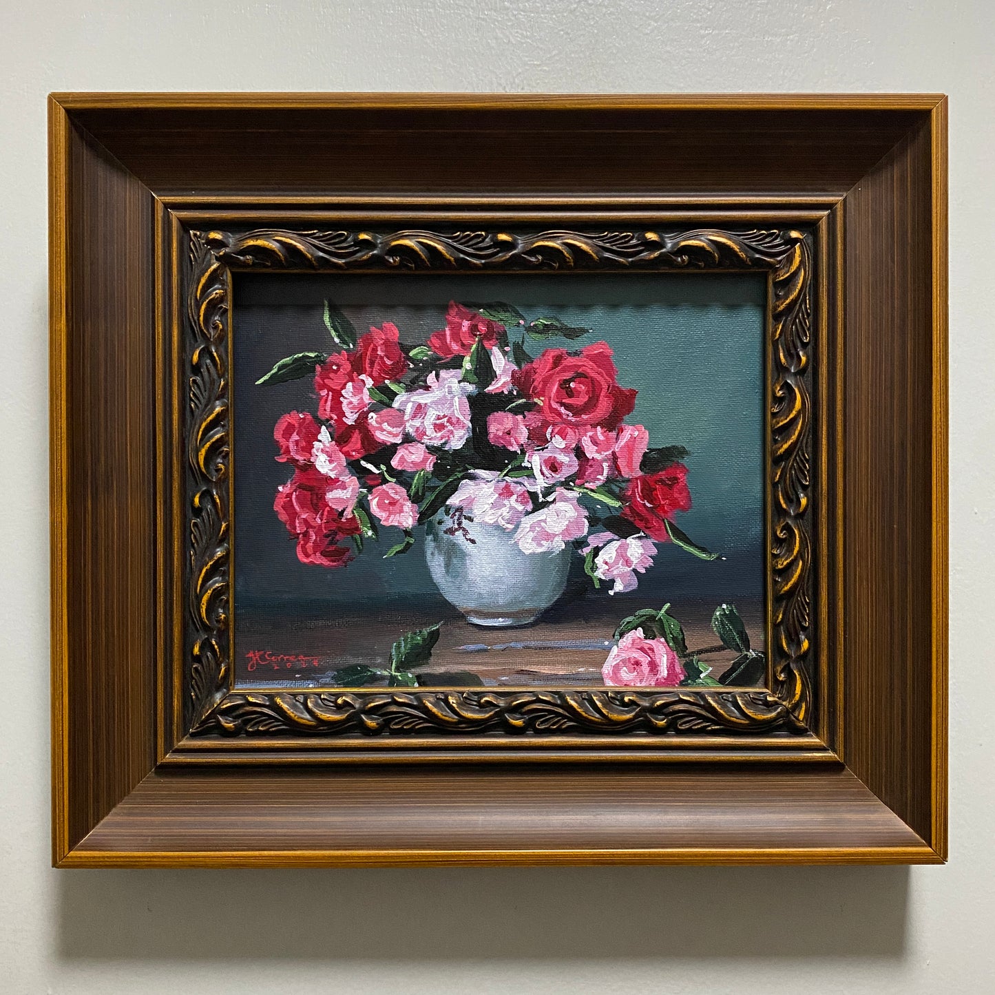 "Fragrant Roses Still Life" 8x10 Original Acrylic Painting