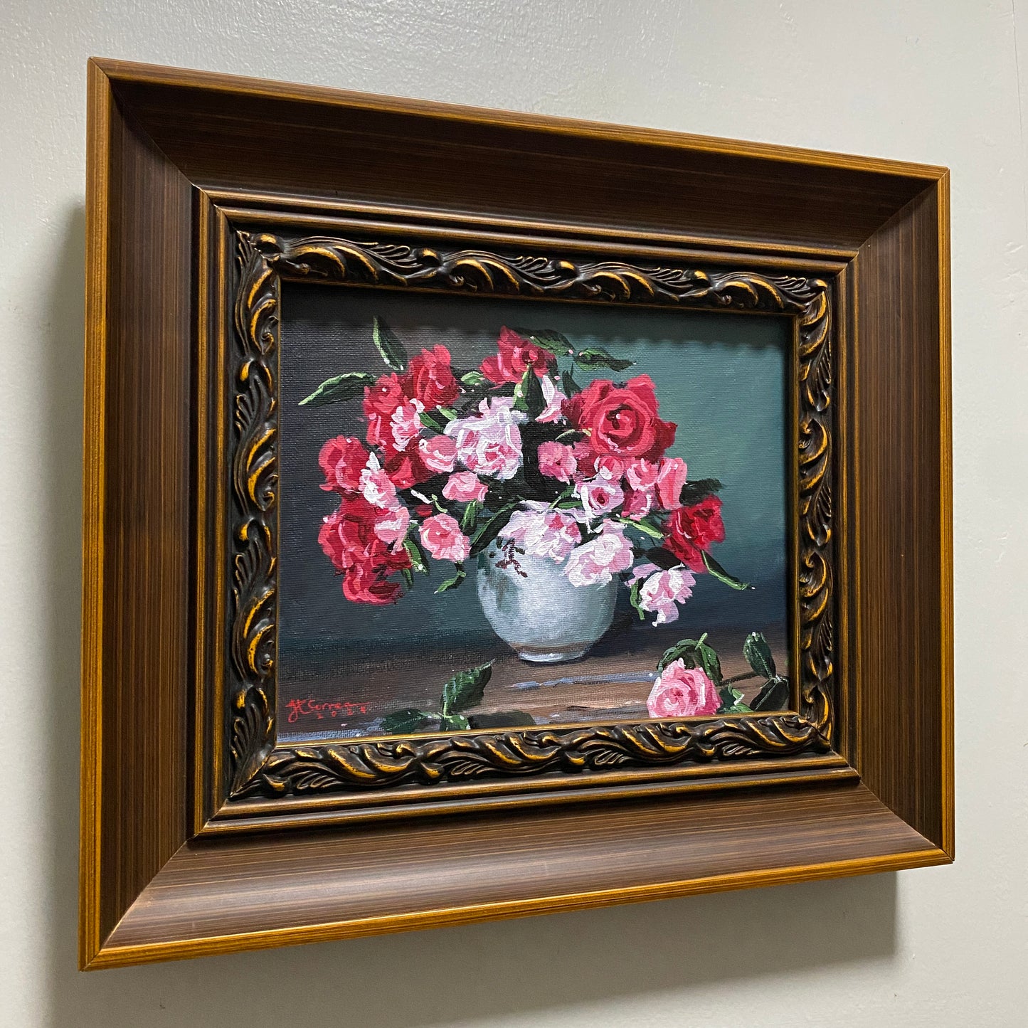 "Fragrant Roses Still Life" 8x10 Original Acrylic Painting