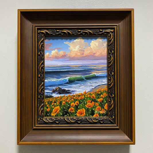 "Poppies by the Sea" 8x10 Original Acrylic Painting