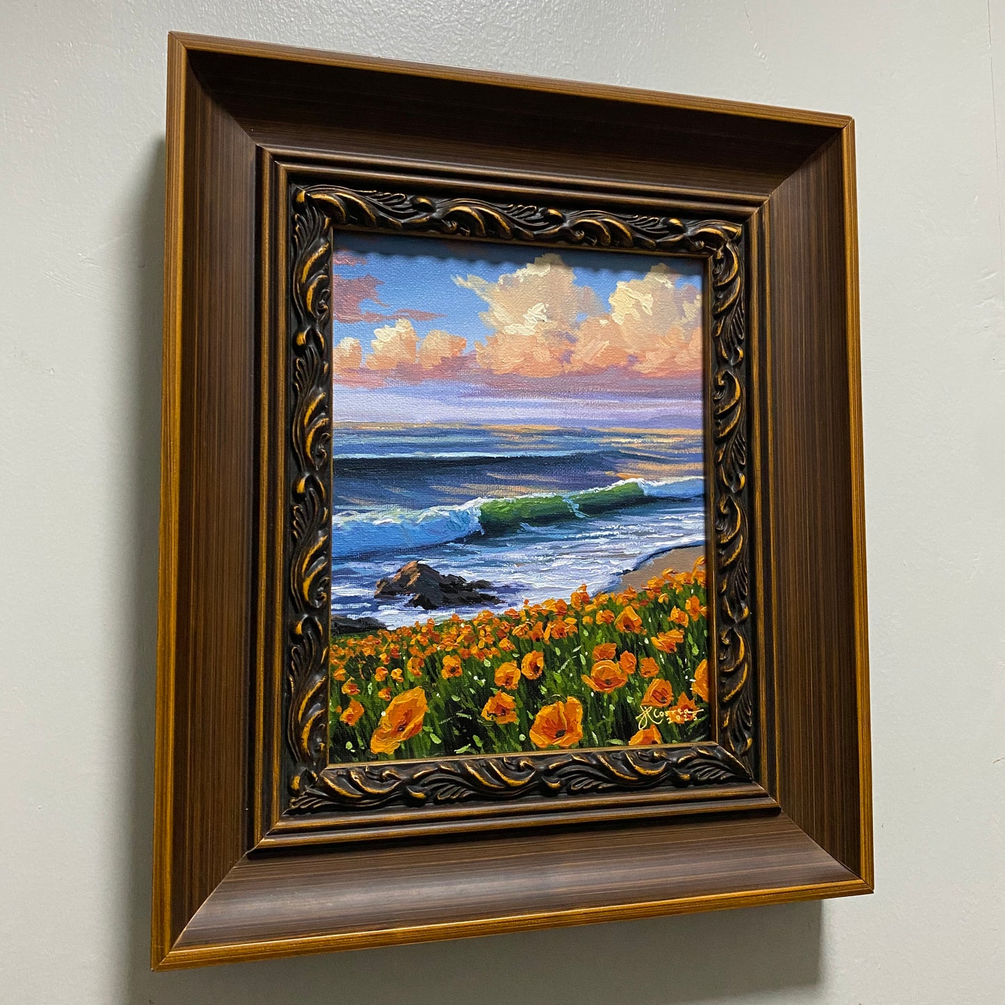 "Poppies by the Sea" 8x10 Original Acrylic Painting