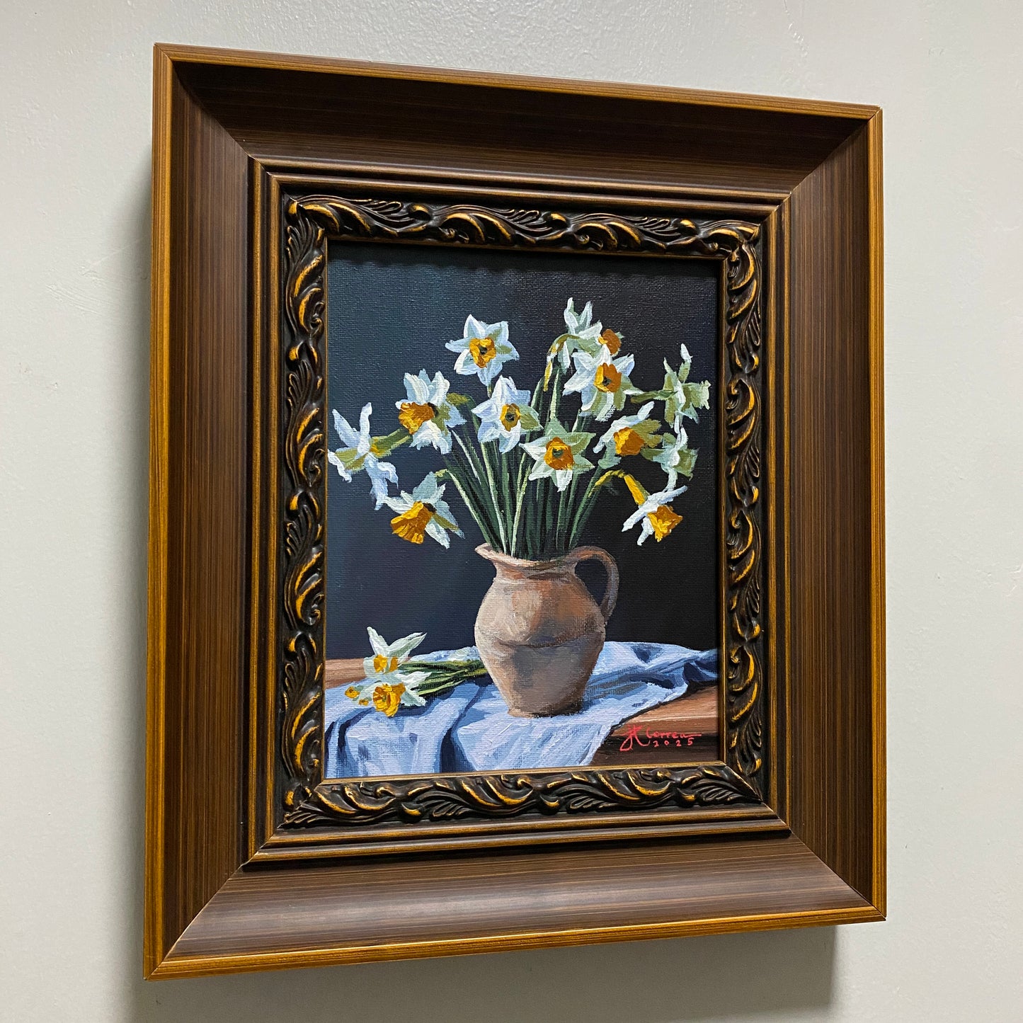 "Daffodils Still Life" 8x10 Original Acrylic Painting