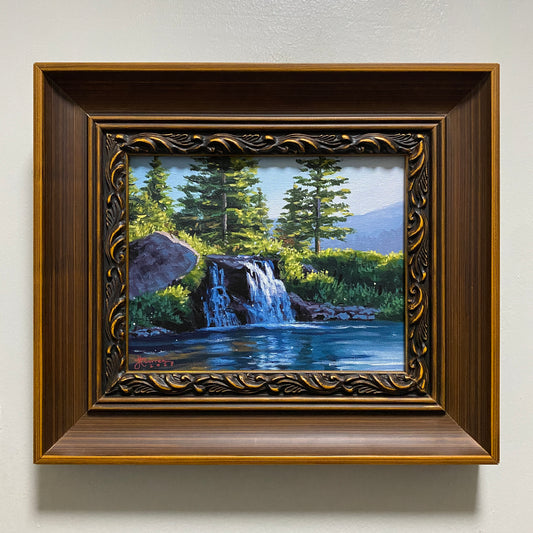 "Sunlit Waterfalls" 8x10 Original Acrylic Painting