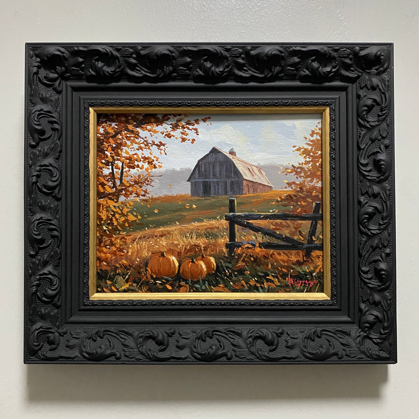 "Countryside Pumpkins" 8x10 Original Acrylic Painting